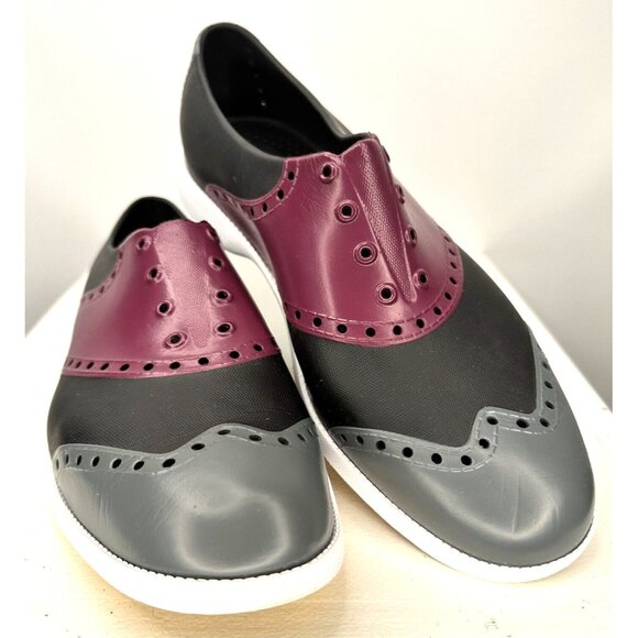 Biion Unisex Golf Shoes Oxford Slip On Waterproof Black Grey Burgundy W 10 M 8 - Picture 1 of 10